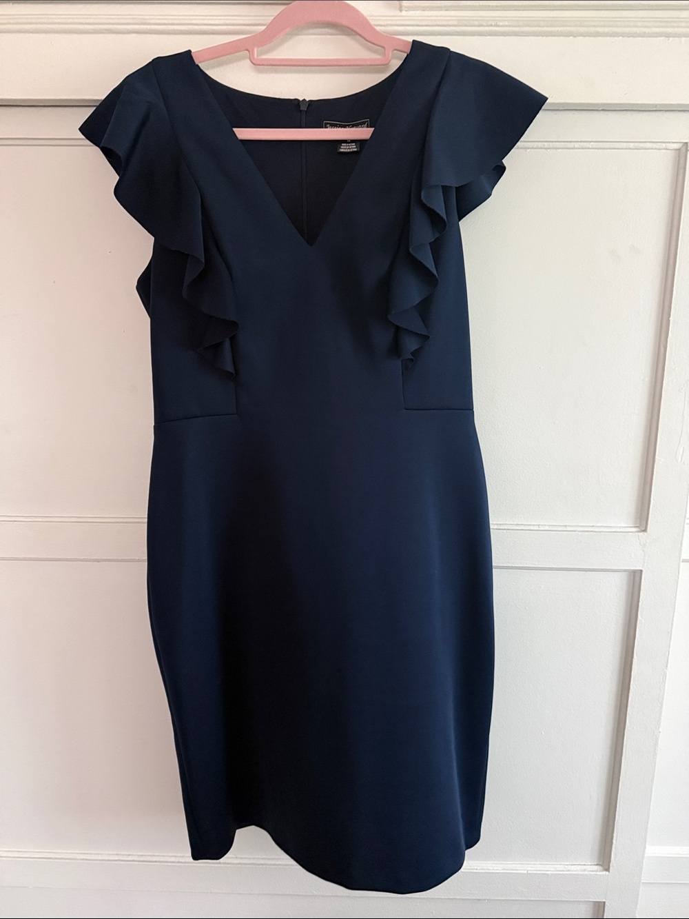 Jessica Howard Navy V-Neck Ruffle Sleeve Midi Dress